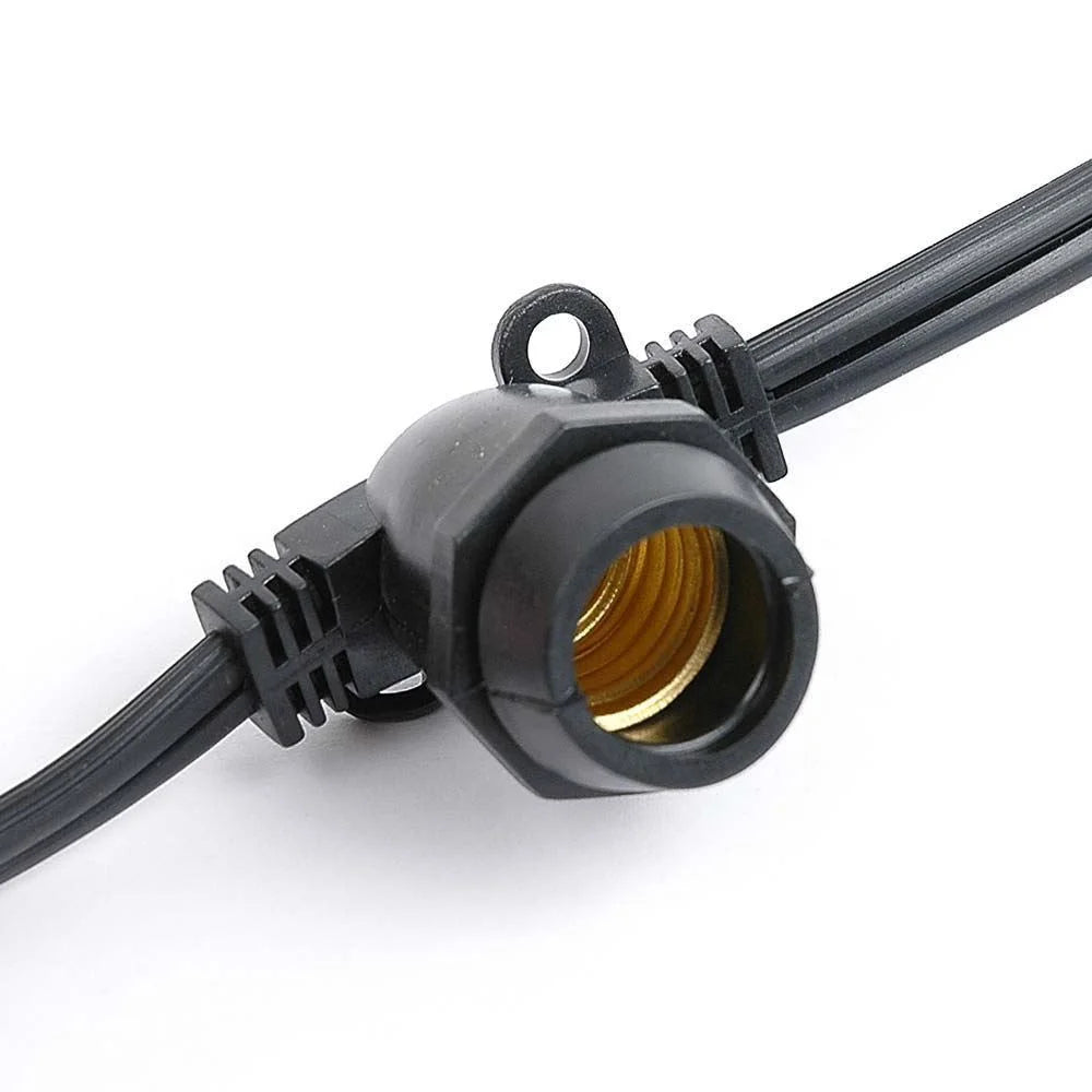 25' Clear Incandescent G50 Globe String Lights, Black Wire, 25 Sockets B702