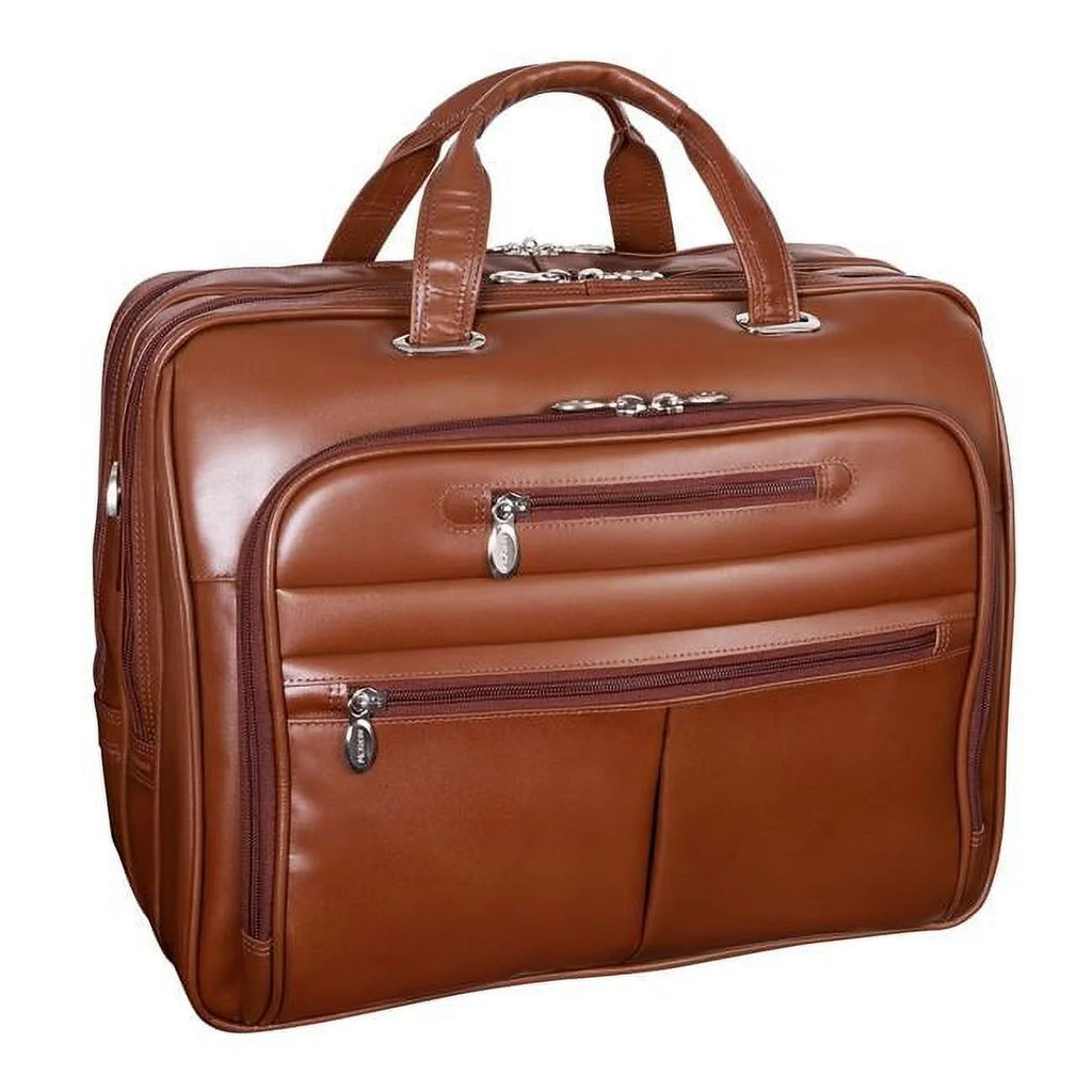 Brown Top Grain Cowhide Leather Laptop Briefcase I157