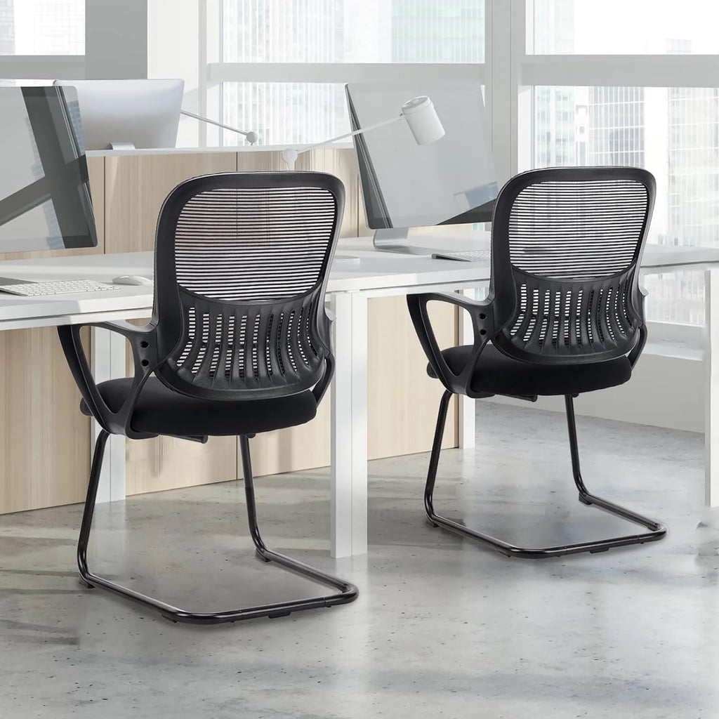 Black Mesh Ergonomic Computer Desk Chair Set of 2 D3752