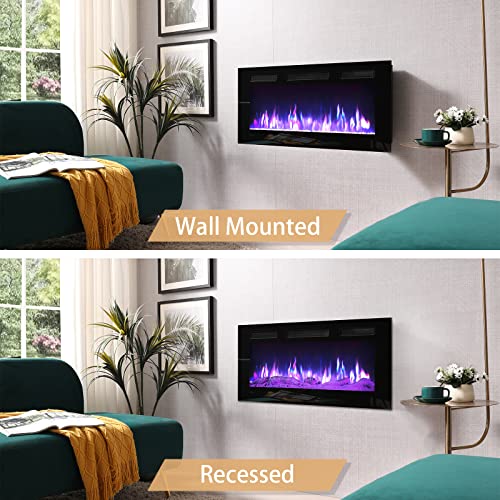 50" W 3 in 1 Electric Fireplace, Freestanding, Wall Mounted, Recessed, Remote Control F4861