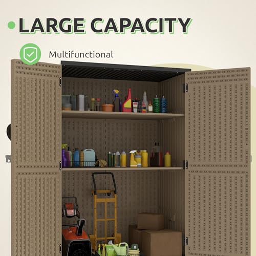 Brown Resin Vertical Outdoor Storage Shed, 59 Cubic Feet Z374