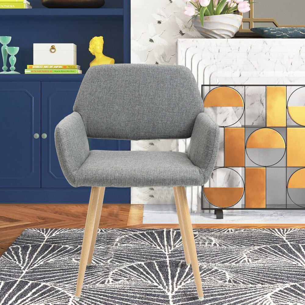 Gray Upholstered Dining Chair with Wood Legs C94352