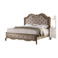 Beige Fabric and Antique Taupe Panel Bed Z7172