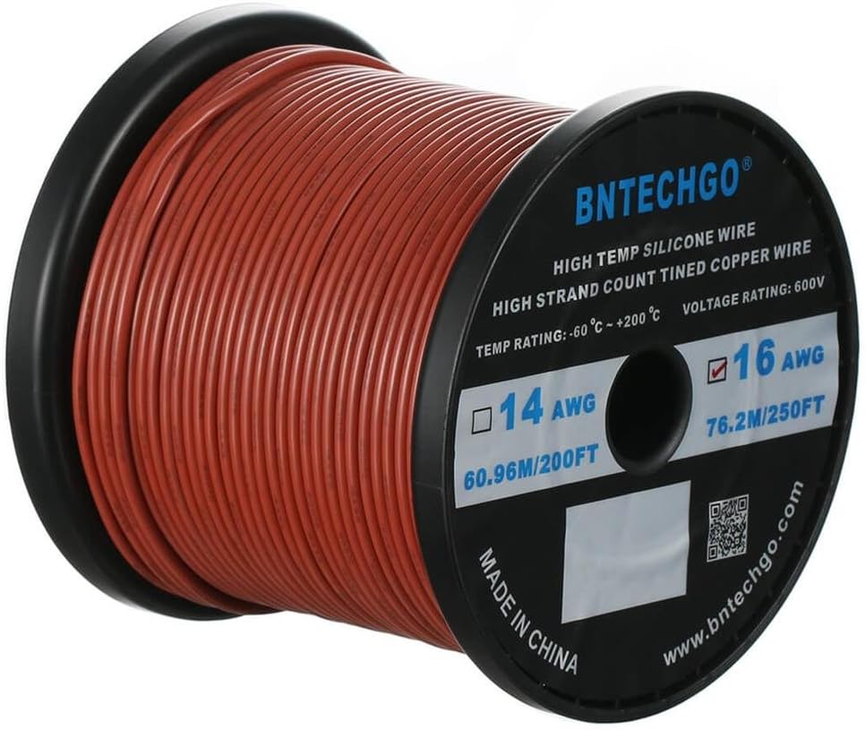 16 Gauge Silicone Wire Spool 500 ft Black Flexible 16 AWG Stranded Tinned Copper Wire E42993