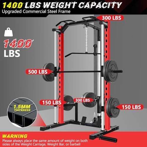 Smith Machine Squat Rack with LAT-Pull Down and Cable Crossover L555076