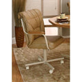 Buff Polyurethane Swivel Tilt Caster Arm Chair C348
