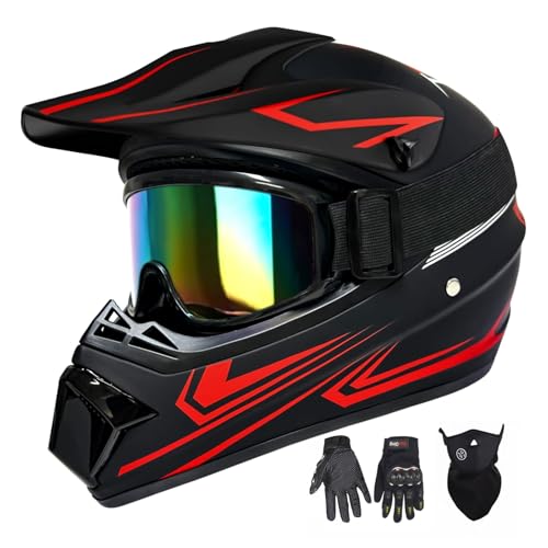 Kids Motocross Helmet with Goggles Gloves Mask C812