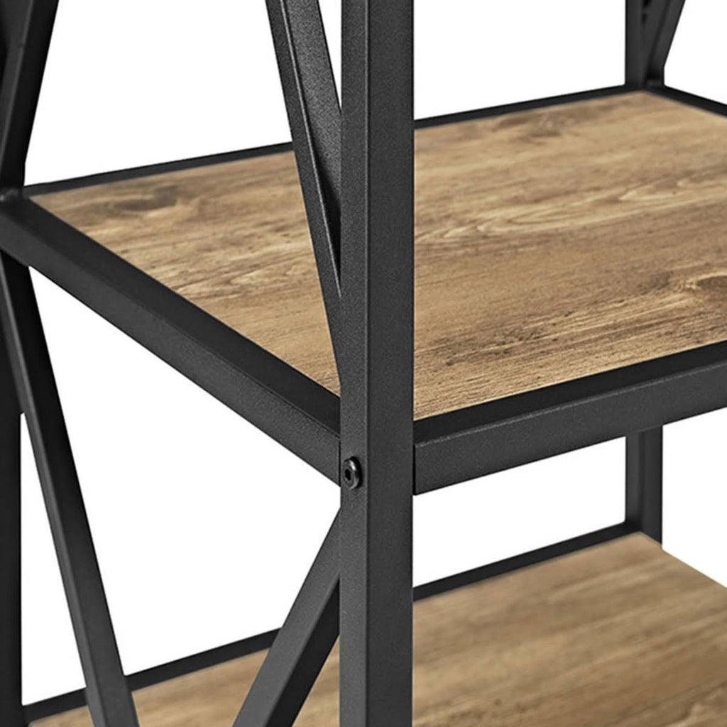 Brown Metal Wood Bookcase F54449