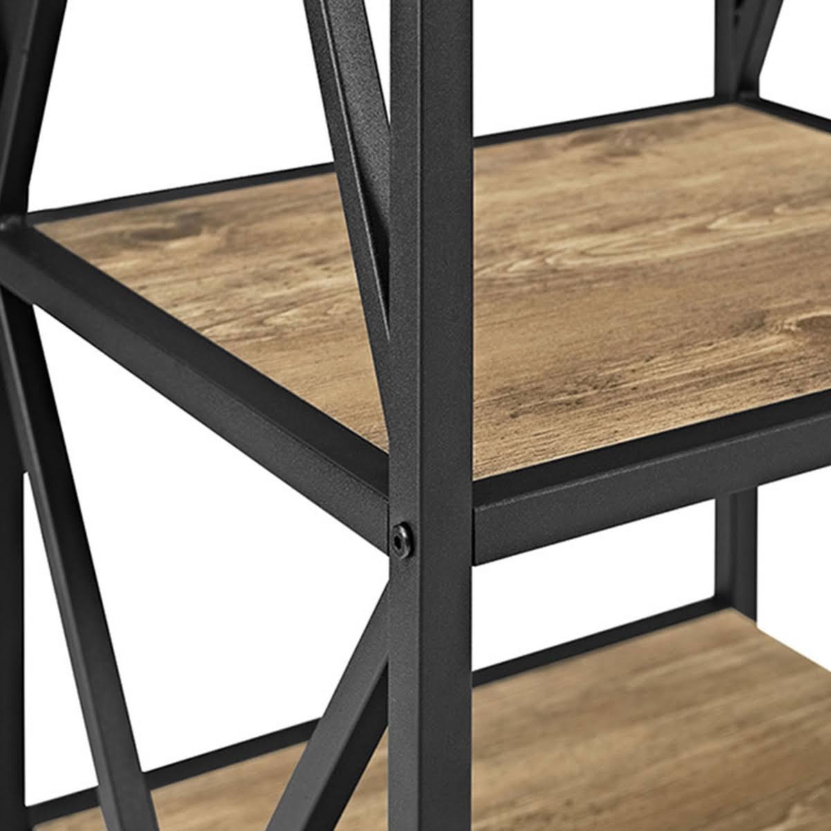 Brown Metal Wood Bookcase F54449