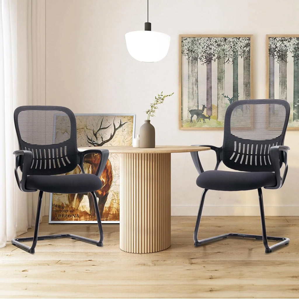 Black Mesh Ergonomic Computer Desk Chair Set of 2 D3752
