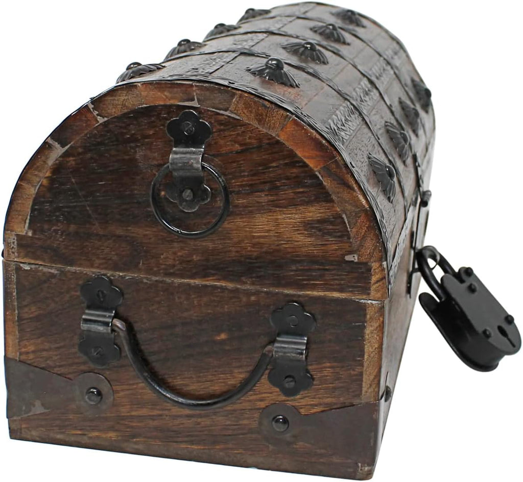 Pirate Treasure Chest with Iron Lock and Skeleton Key, X-Large 16 x 11 x 10.5 O72184
