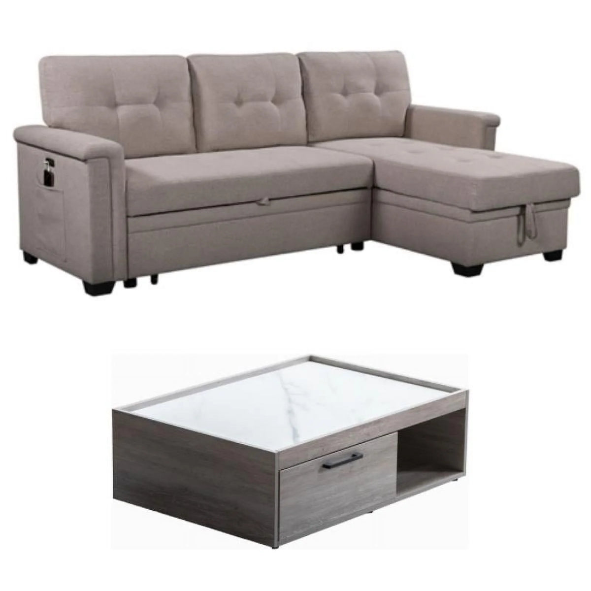 2-Piece Sleeper Sofa and Coffee Table Set K882