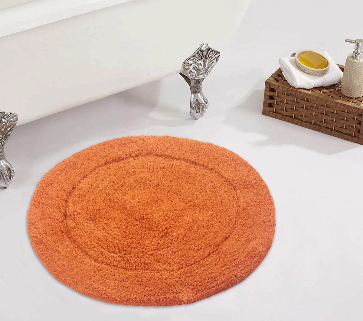 100% Cotton Tufted Bath Rug, 22" Round, Terracotta T29762
