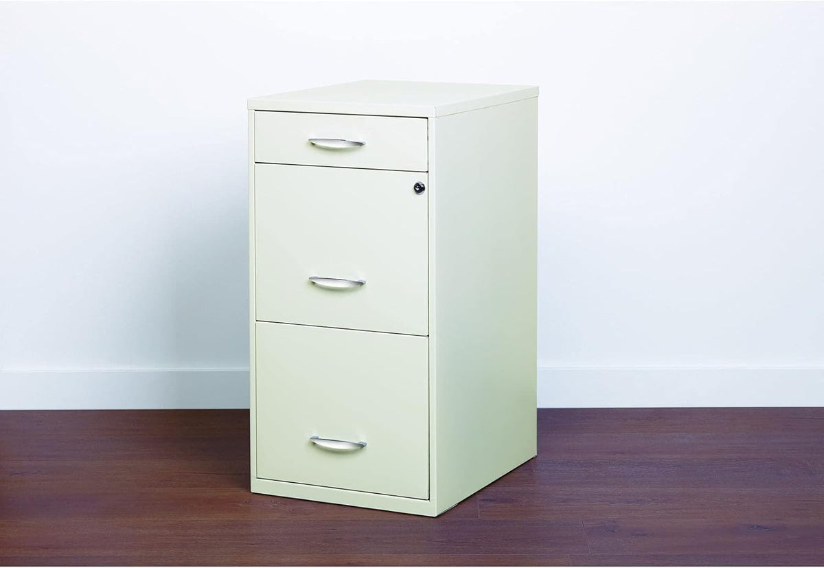 18 Deep 3 Drawer Steel File Cabinet in White Y36033