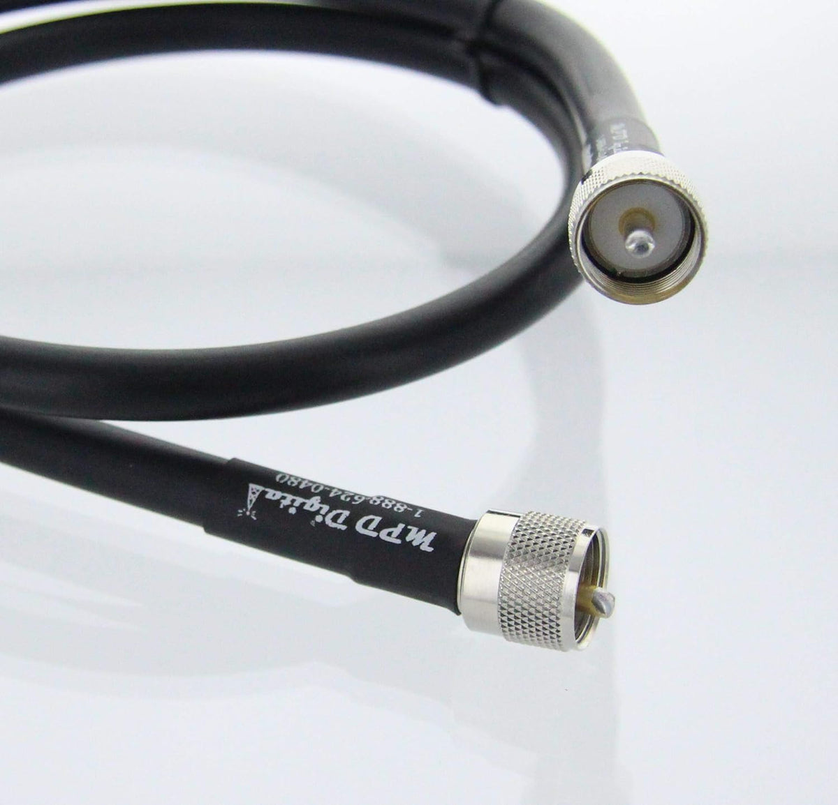 White 50 ohm Coaxial Cable with UHF PL259 Male Crimp Connectors, 25 ft Pack of 2 T34530