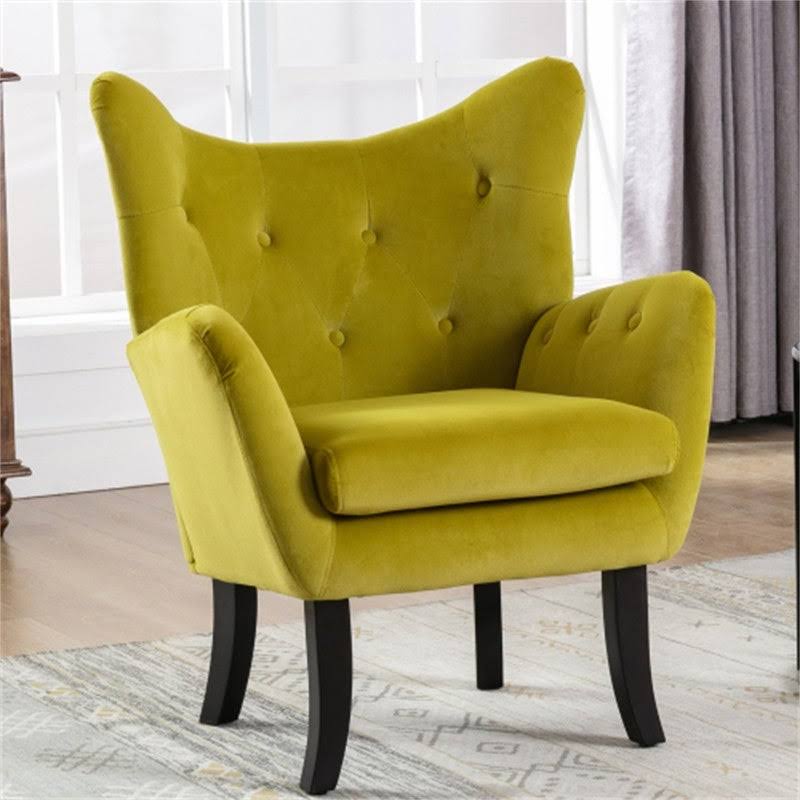 Velvet Accent Chair Armchair with Wooden Legs C25238