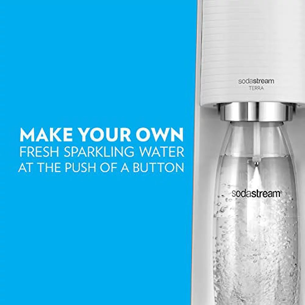 White Sparkling Water Maker Bundle with CO2, Bottles, and Flavors V40904