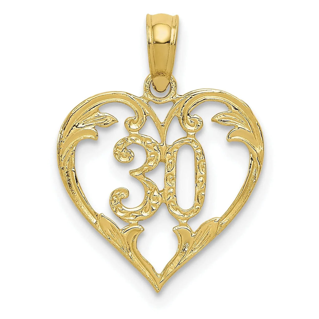 10K Yellow Gold 30 in Heart Cut-out Pendant H602