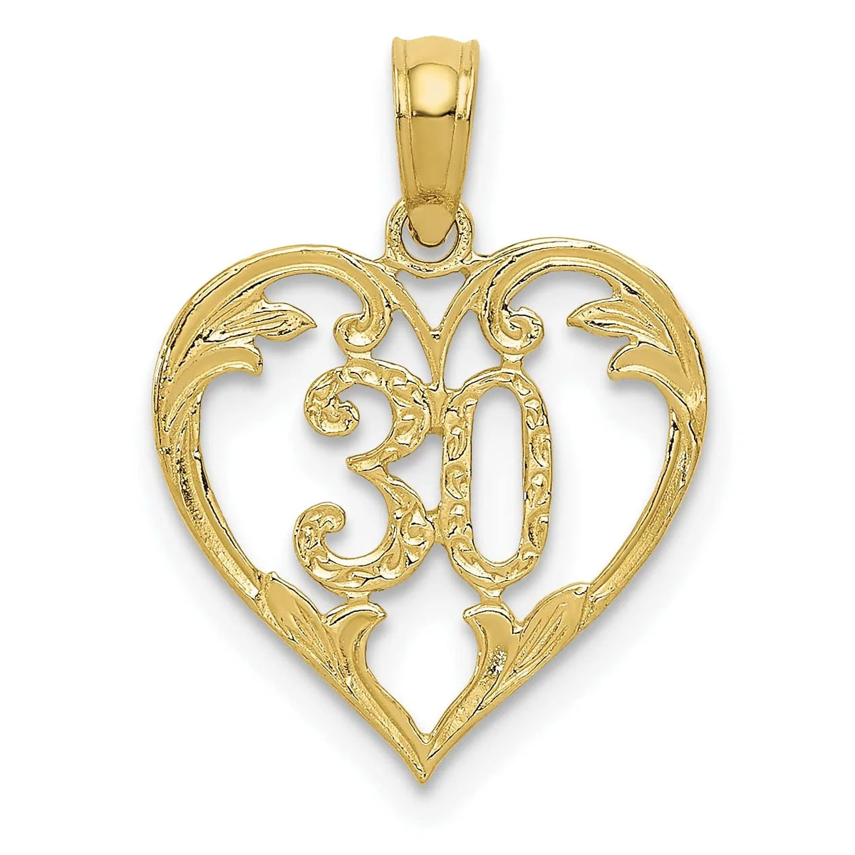 10K Yellow Gold 30 in Heart Cut-out Pendant H602