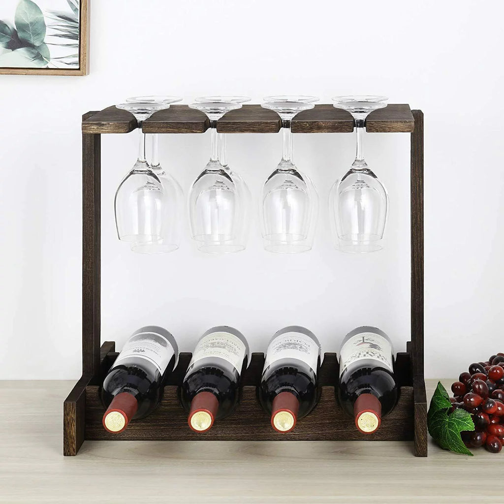 Countertop Wine Rack with 4 Glass Holder Q816