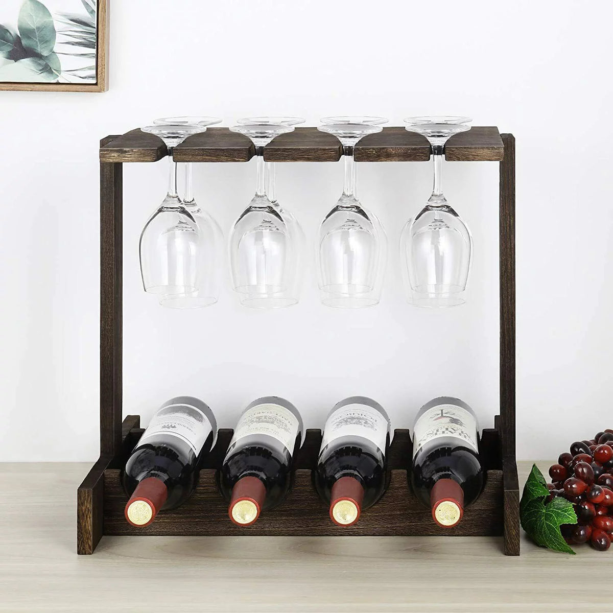 Countertop Wine Rack with 4 Glass Holder Q816