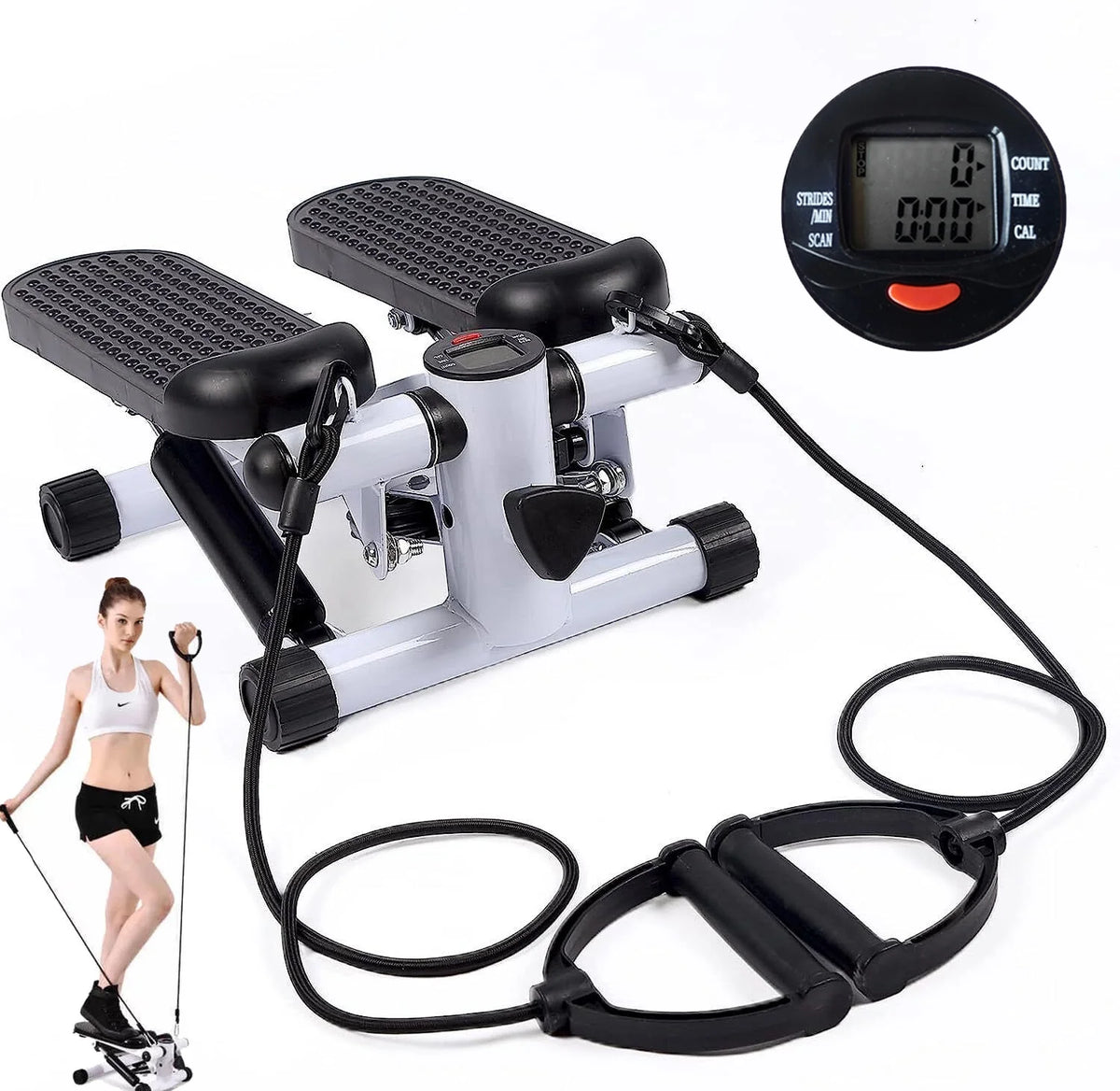 White Stair Stepper with Resistance Bands K957