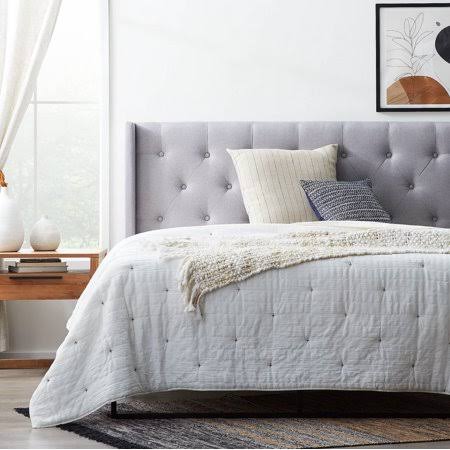 Gray Button Tufted Full Headboard Y808879