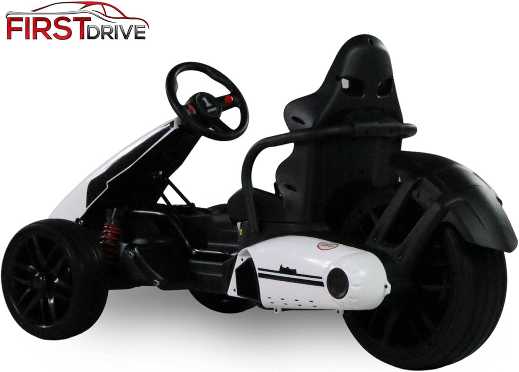 Kids Electric Go Kart 12V White Ride On Toy Car O497287