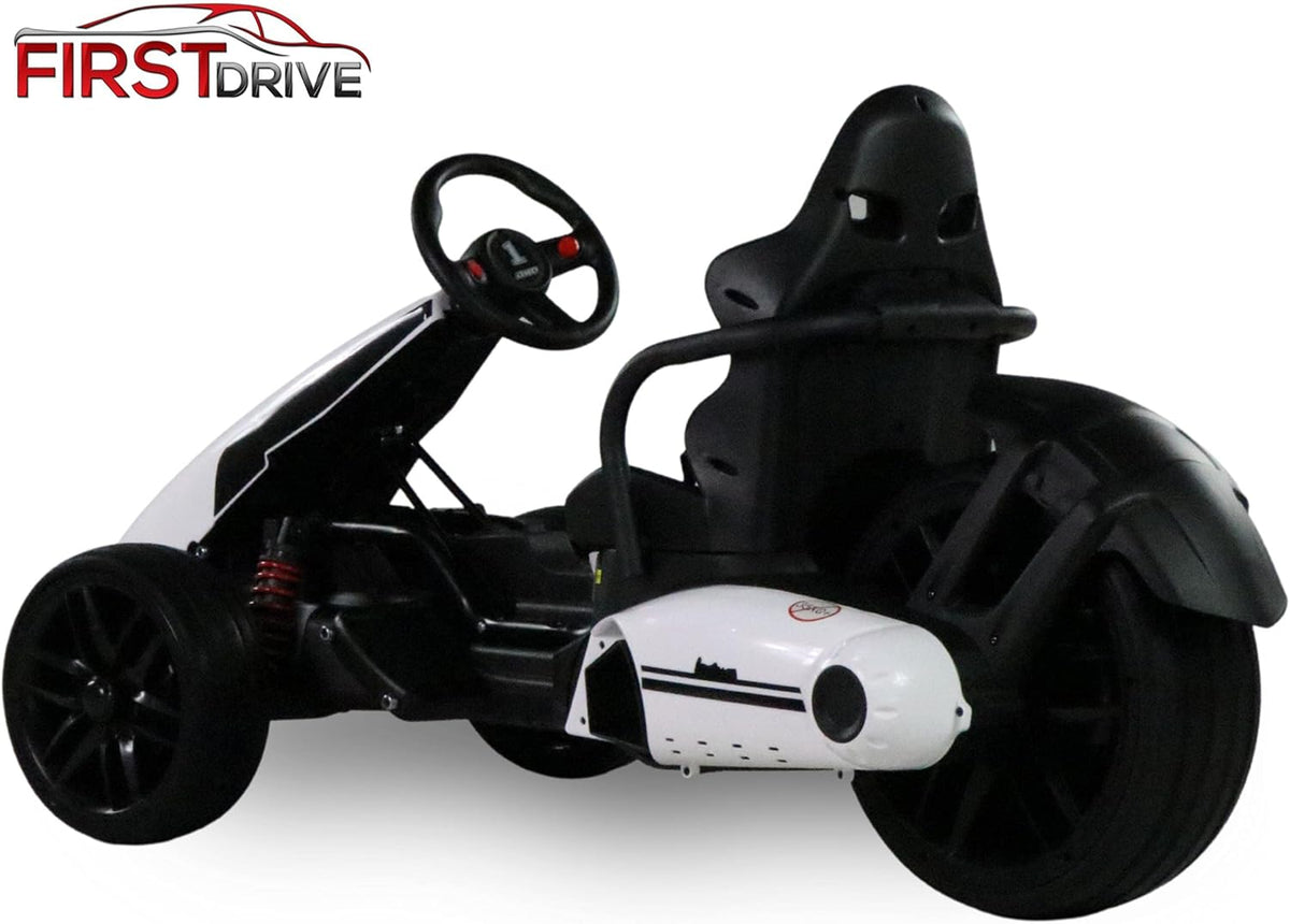 Kids Electric Go Kart 12V White Ride On Toy Car O497287