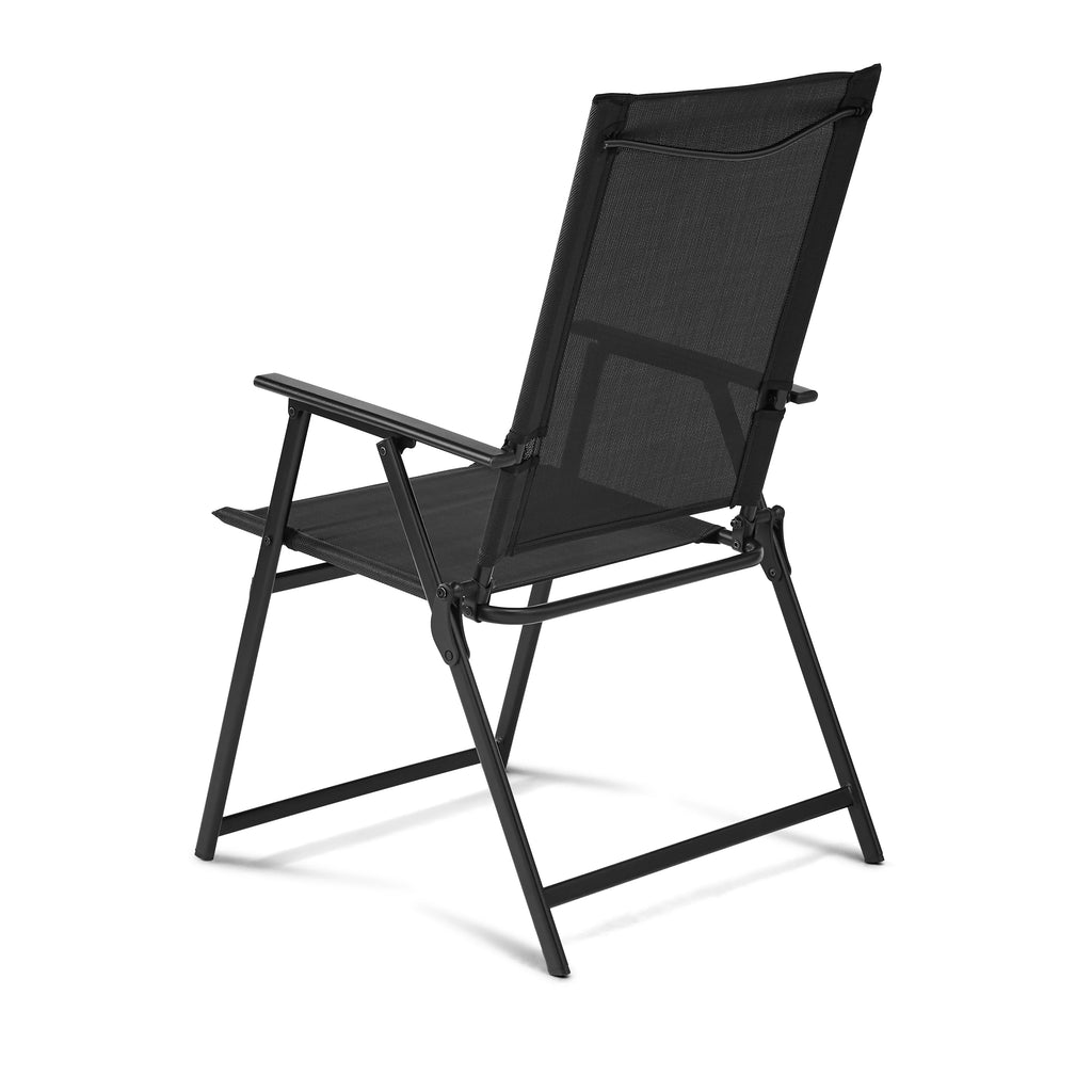 Black Steel and Sling Folding Outdoor Armchair Set of 2 F145951