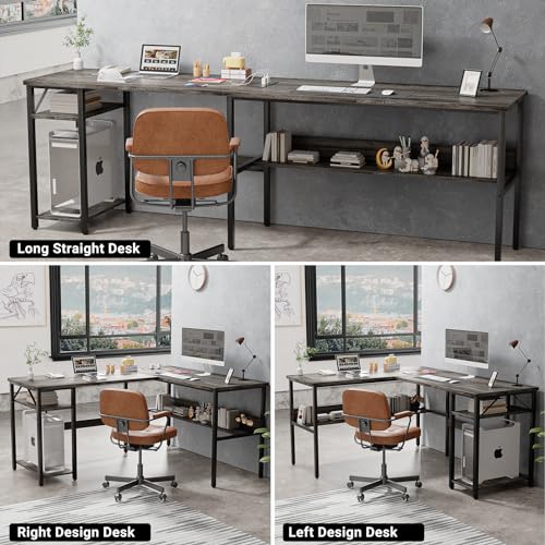 L Shaped Desk with LED Light and Power Outlet C870
