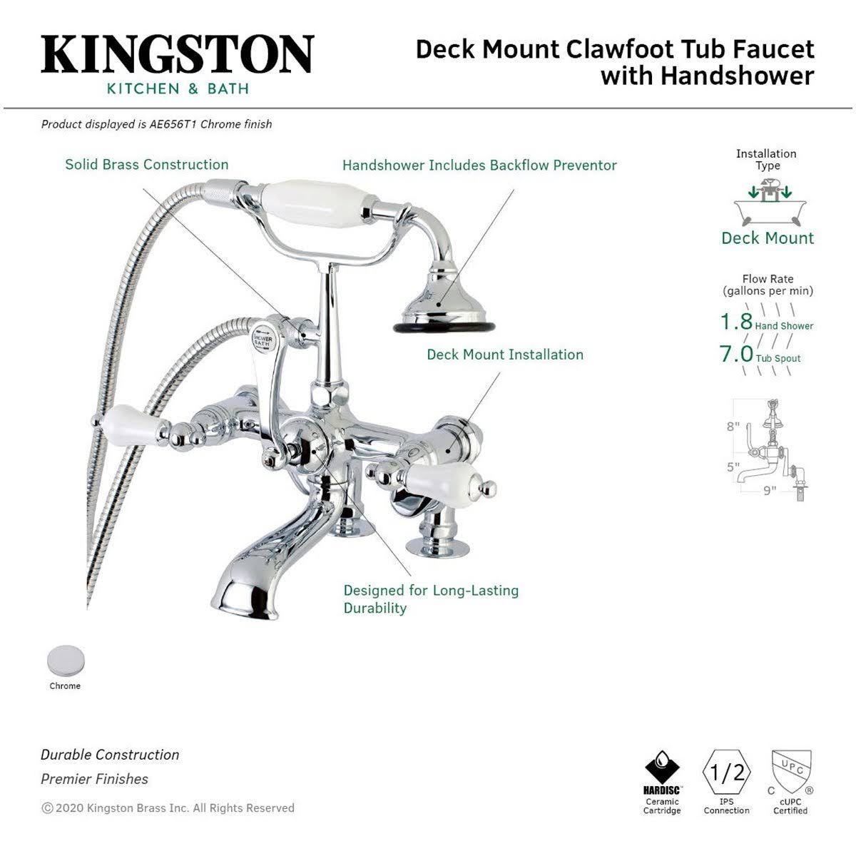 Chrome Clawfoot Tub Faucet with Hand Shower K697715