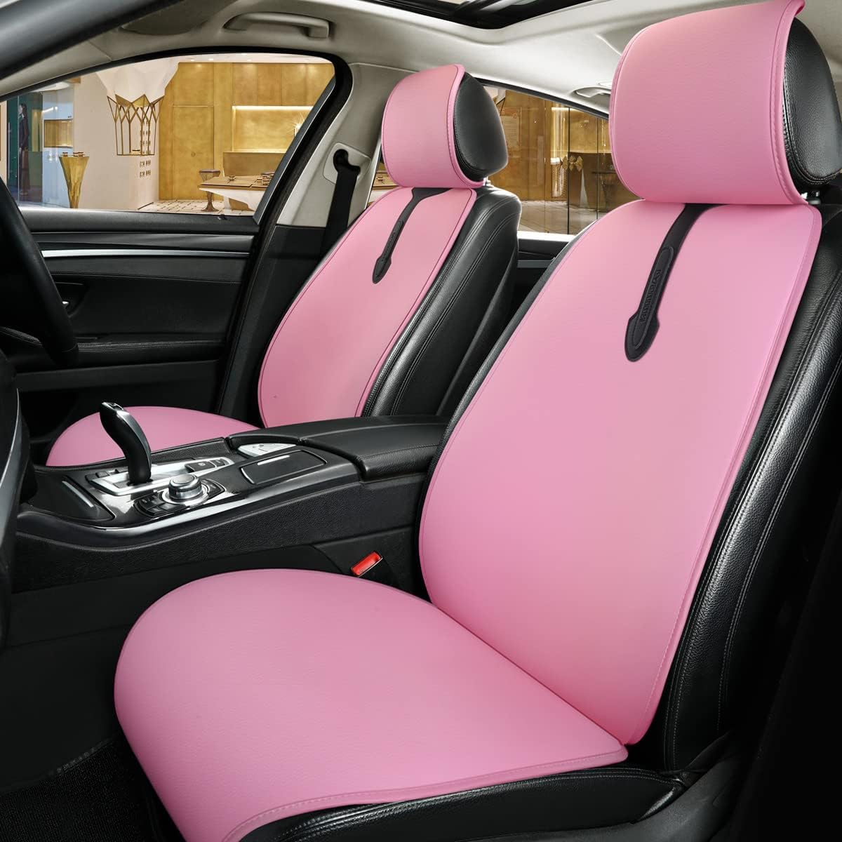 Blue Faux Leatherette Car Seat Covers 6pcs Front J156