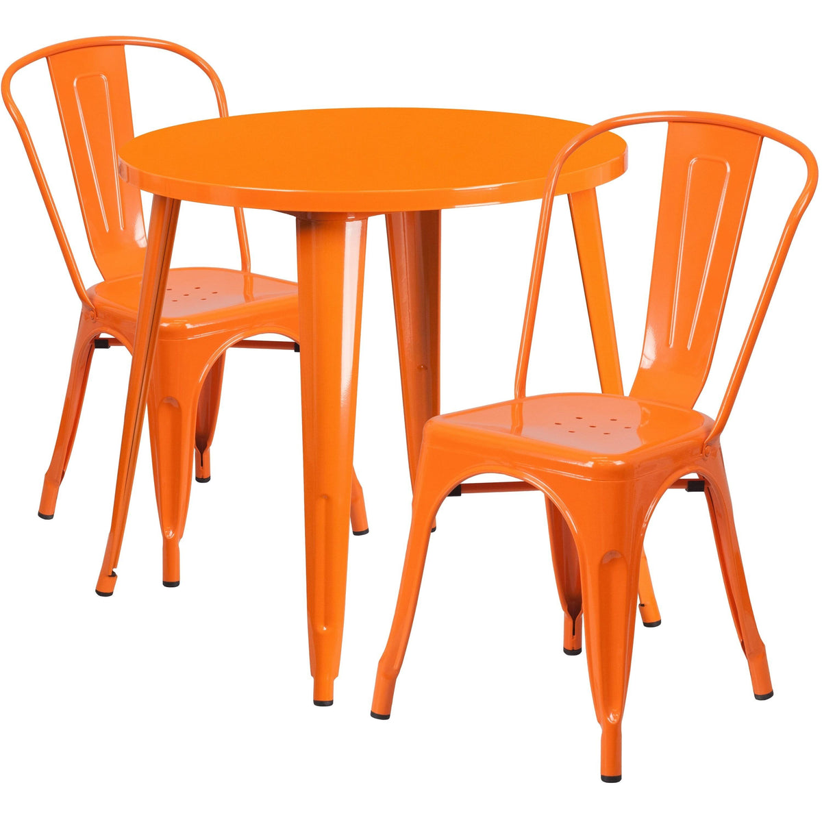 Round Metal Indoor-Outdoor Table Set with 2 Cafe Chairs C899827