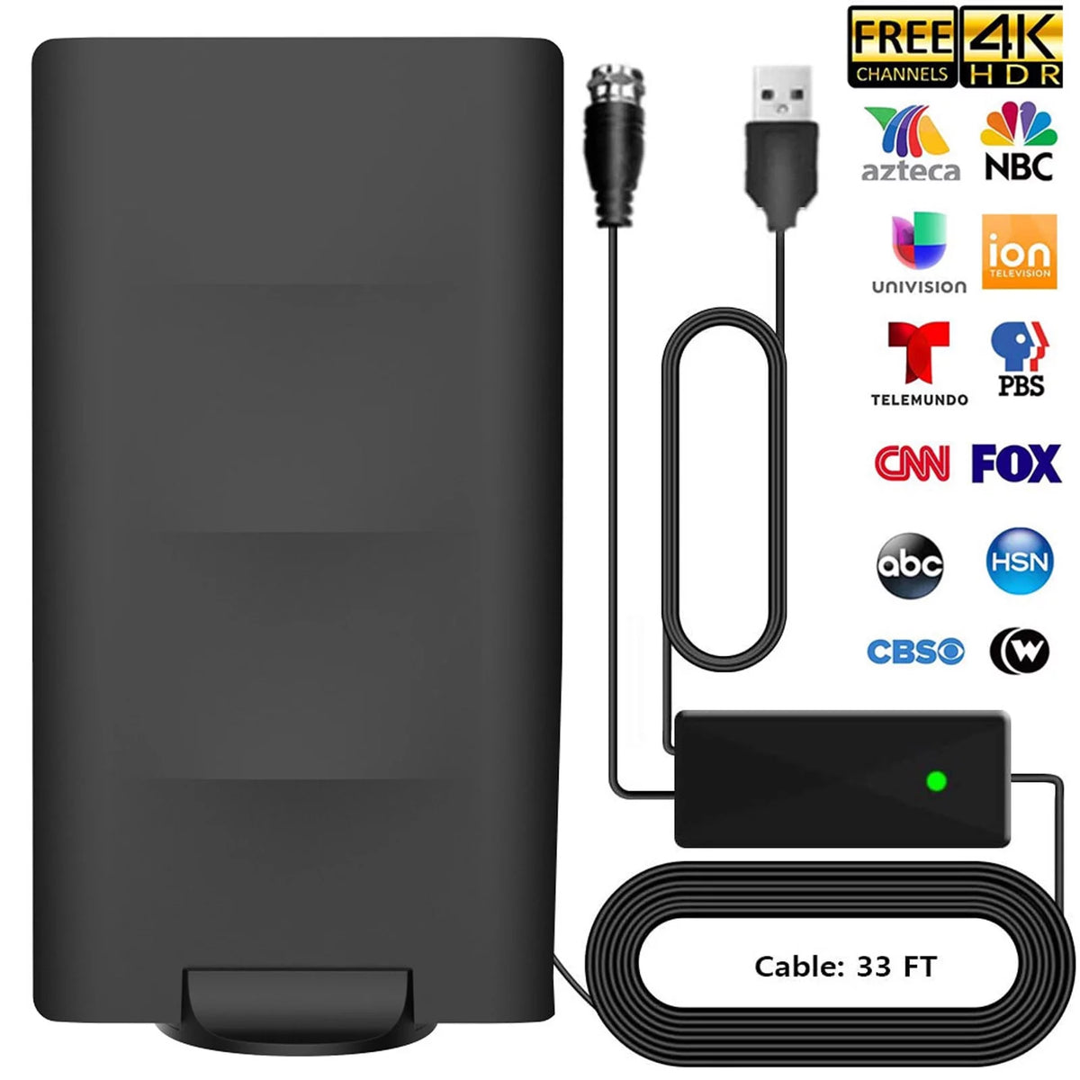 Digital TV Antenna with Built-in Amplifier, 33FT Coax Cable X583