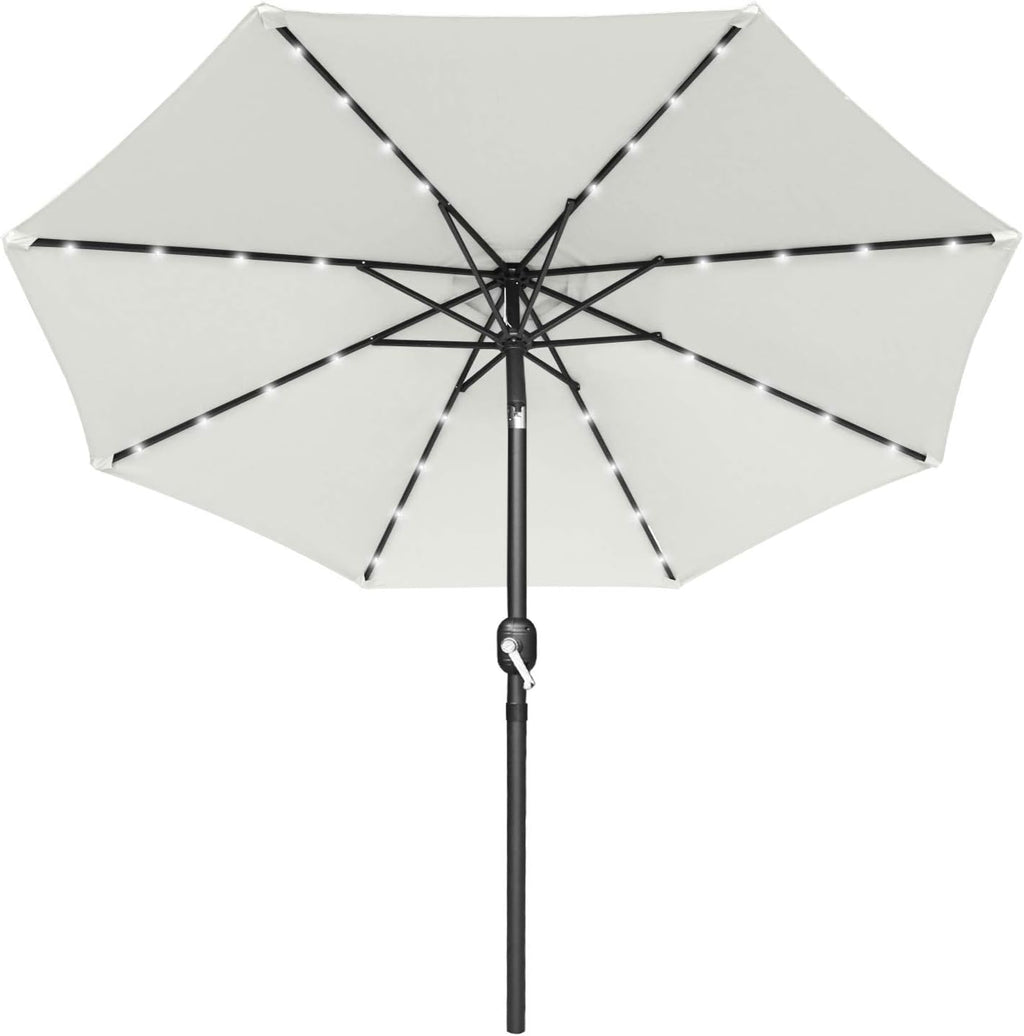7.5ft Khaki Patio Umbrella with 32 Solar LED Lights O72934