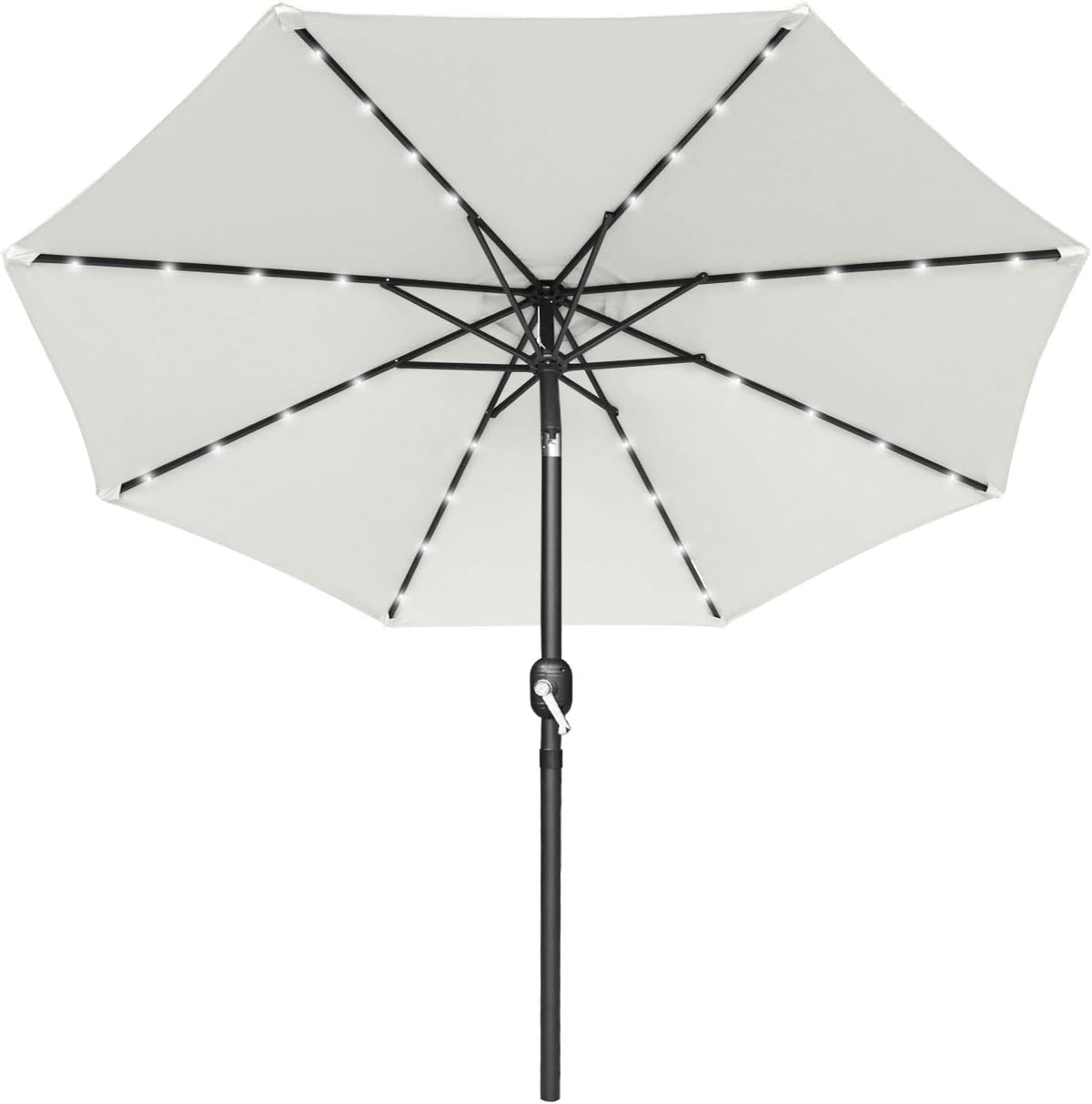 7.5ft Khaki Patio Umbrella with 32 Solar LED Lights O72934
