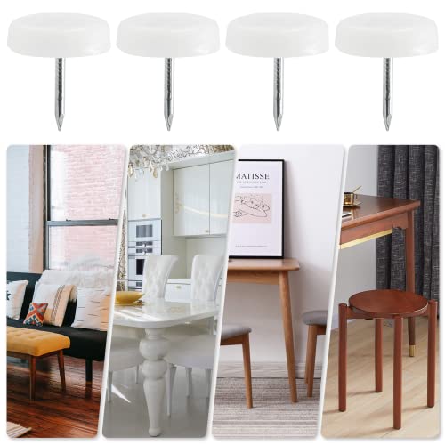 100pcs 18mm White Nylon Furniture Sliders C459