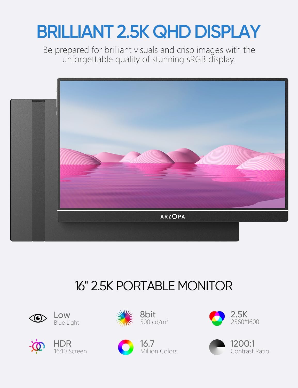 2.5K 16" 2560x1600 HDR IPS Portable Monitor S682593
