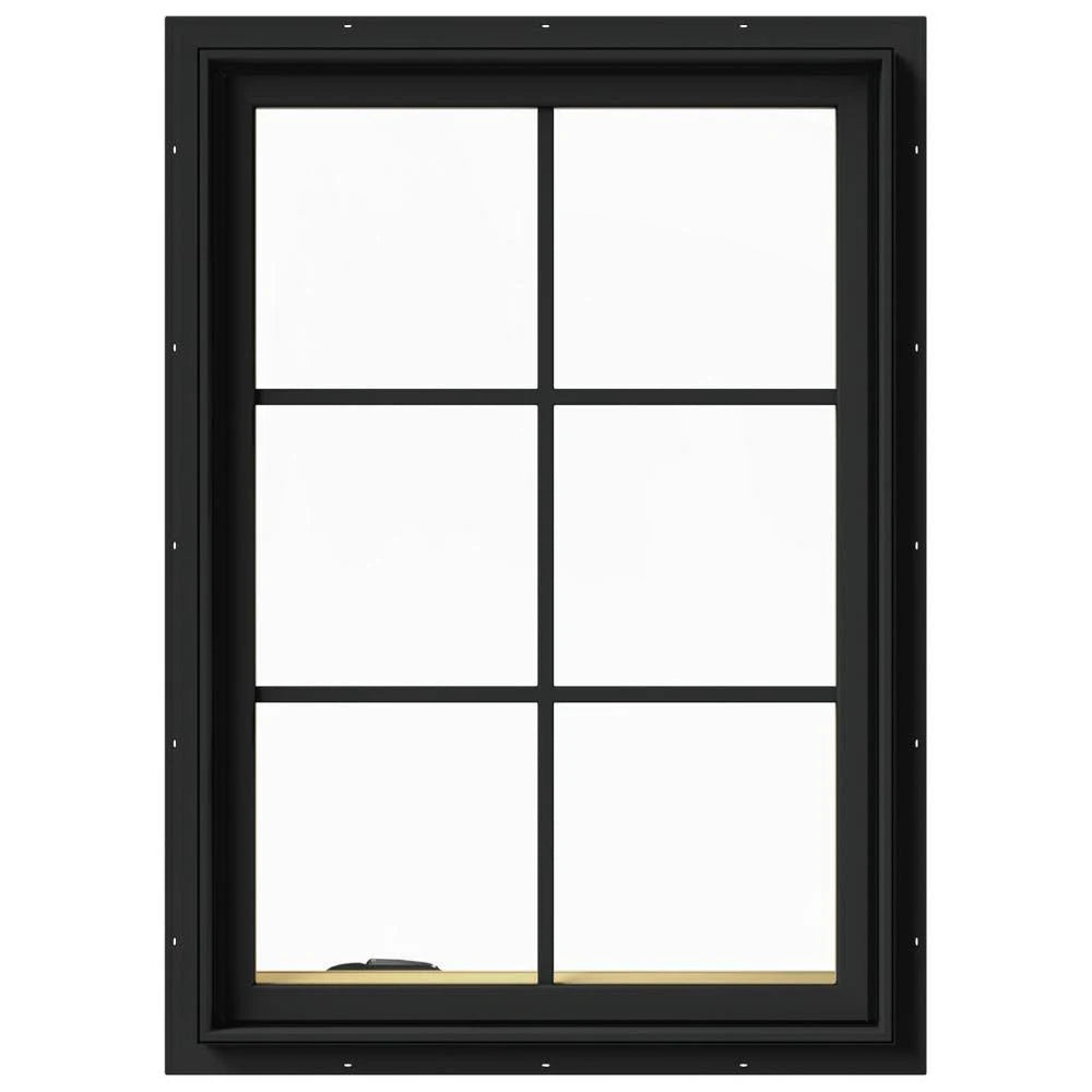 28 in. x 40 in. Bronze Clad Wood Left-Handed Casement Window with Colonial Grids D86542