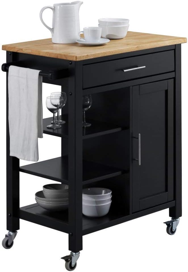 Black and Natural Kitchen Cart N24648