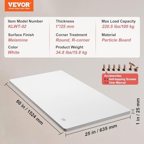 White 55" x 28" x 1" Solid Particle Board Desk Top Z2759
