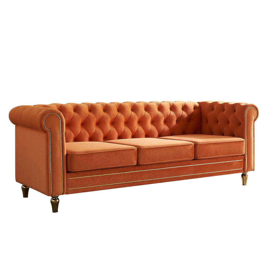 Orange Velvet Sofa 84.65 inch E534