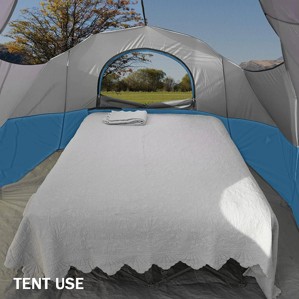 2 Person Folding Camping Cot with Inflatable Air Mattress and Carry Bag M97204