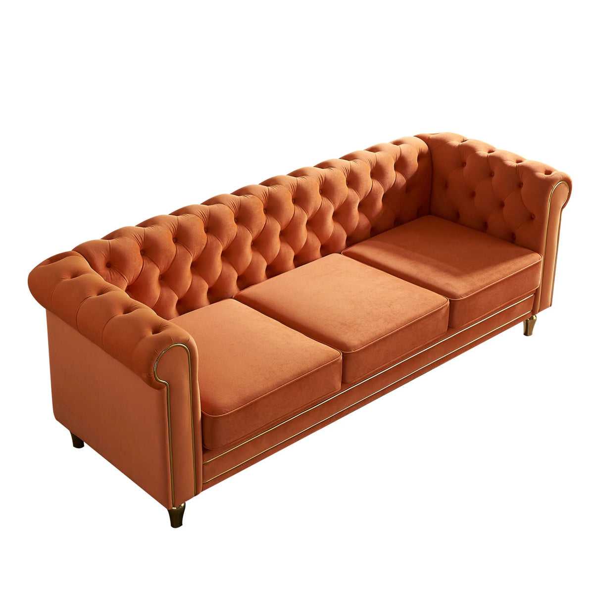Orange Velvet Sofa 84.65 inch E534