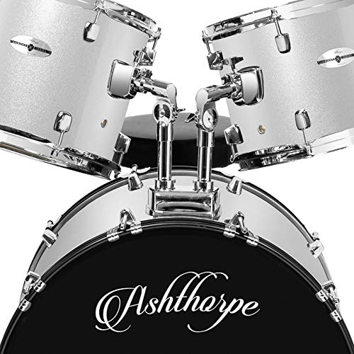 5-Piece Full Size Adult Drum Set with Remo Heads & Premium Brass Cymbals - Silver X508337