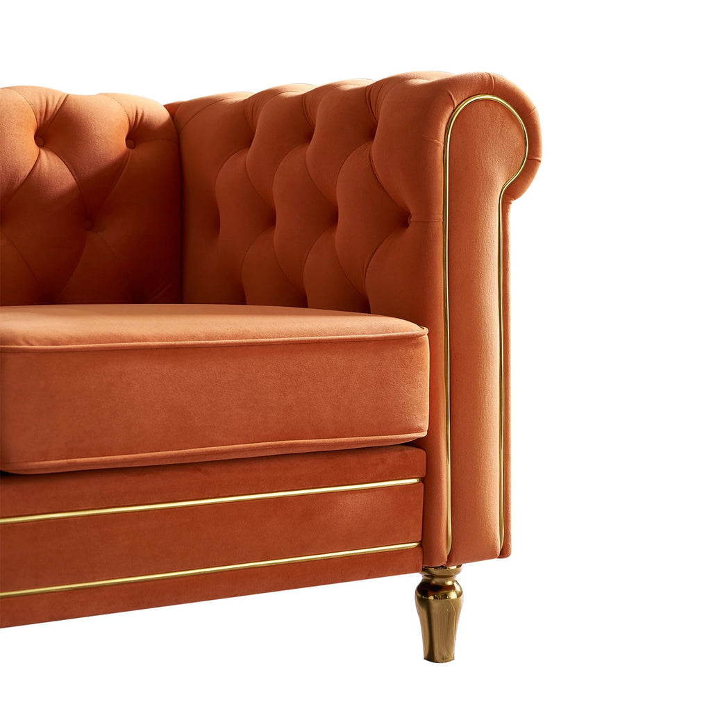Orange Velvet Sofa 84.65 inch E534