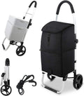 Navy Blue Foldable Grocery Cart with Shopping Bag W21675