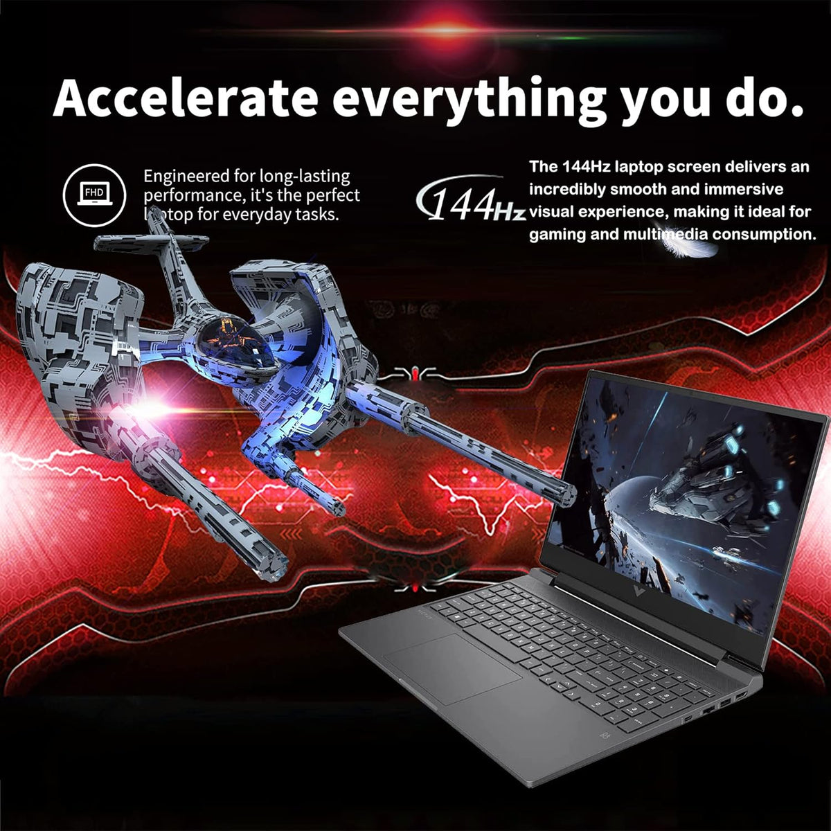 15.6" FHD 144Hz Gaming Laptop, Intel Core i5, 32GB RAM, 2TB PCIe SSD, NVIDIA GeForce GTX 1650 Graphics, Backlit Keyboard, Win 11 Pro, Mica Silver R64852
