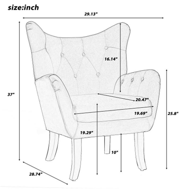Velvet Accent Chair Armchair with Wooden Legs C25238
